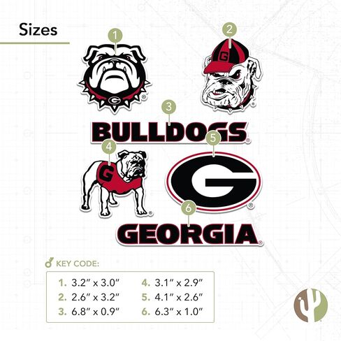 Desert Cactus University of Georgia Sticker Bulldogs UGA Dawgsr Vinyl Decals Laptop Water Bottle Car Scrapbook Sheet T2 (Type 2-3) in Saudi Arabia