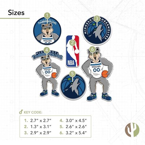 ملصق من الفينيل مطبوع عليه Desert Cactus Minnesota Timberwolves NBA مرخص رسميًا ملصق من الفينيل لزجاجة مياه للكمبيوتر المحمول ودفتر قصاصات السيارة (النوع 2-التميمة) in Saudi Arabia