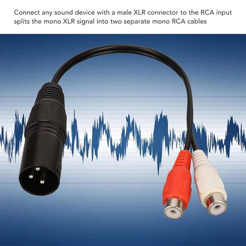 كابل مقسم XLR ذكر إلى 2 أنثى Y، موصل مطلي بالذهب 24 قيراط كابل صوت لتقليل الضوضاء إشارة واضحة 0.6 قدم 3 دبوس للميكروفونات للخلاطات in Saudi Arabia