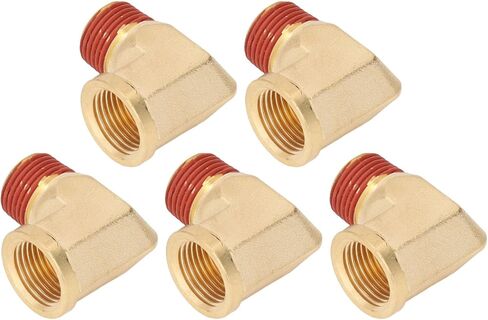 5PCS Elbow Brass Pipe Fitting, Solid Brass 1/2in NPT Male to Female 90 Degree Pipe Elbow Connector with Leak Proof Rubber Layer, Sturdy and Durable Brass Pipe Fitting for Home Plum in Saudi Arabia