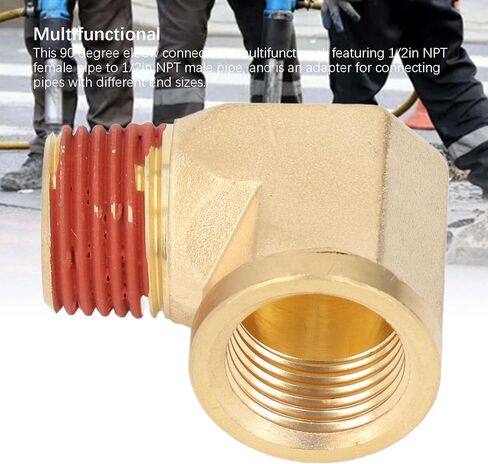 5PCS Elbow Brass Pipe Fitting, Solid Brass 1/2in NPT Male to Female 90 Degree Pipe Elbow Connector with Leak Proof Rubber Layer, Sturdy and Durable Brass Pipe Fitting for Home Plum in Saudi Arabia