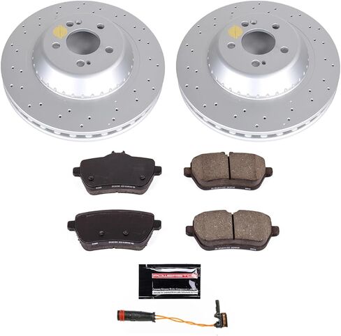 طقم فرامل خلفية PowerStop لسيارة Mercedes-Benz S450 2018-20 |S550 2014-17 |S550e 2015-17 |S560 2018-21 - استبدال دوارات القرص ووسادات الفرامل السيراميكية، KOE8194 in Saudi Arabia