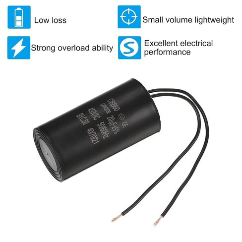 PATIKIL 20uf CBB60 Run Capacitor, 2 Pcs AC 450V 2 Wires 50/60Hz Motor Running Capacitor 70x37x70, Black in Saudi Arabia