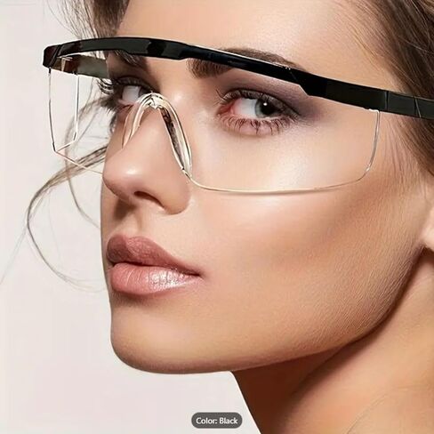 Safety Glasses Goggles (2 Pack) Shattered Proof, ANSI Z87.1 & EN 166 UV Resistant, Wide Frame Scratch Resistant Eye Shield Black Frame Wear over Glasses Adjustable temples Unisex. in Saudi Arabia