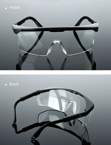 Safety Glasses Goggles (2 Pack) Shattered Proof, ANSI Z87.1 & EN 166 UV Resistant, Wide Frame Scratch Resistant Eye Shield Black Frame Wear over Glasses Adjustable temples Unisex. in Saudi Arabia