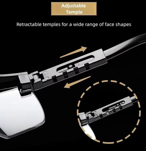 Safety Glasses Goggles (2 Pack) Shattered Proof, ANSI Z87.1 & EN 166 UV Resistant, Wide Frame Scratch Resistant Eye Shield Black Frame Wear over Glasses Adjustable temples Unisex. in Saudi Arabia