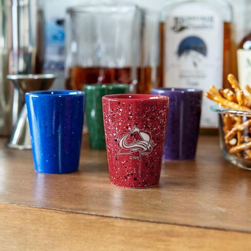 Rico Industries NHL Hockey Colorado Avalanche 2oz Ceramic Shot Glass for Fans, Laser Engraved In Team Color Single Shot Glass in Saudi Arabia