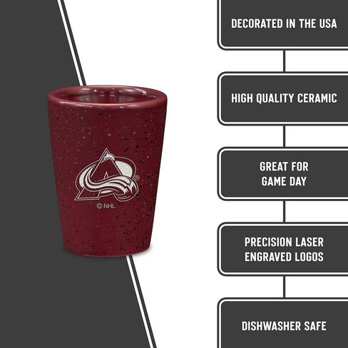 Rico Industries NHL Hockey Colorado Avalanche 2oz Ceramic Shot Glass for Fans, Laser Engraved In Team Color Single Shot Glass in Saudi Arabia