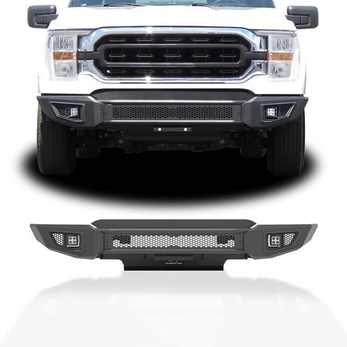 IRONBISON Front Bumper Compatible with 2021-2023 Ford F150 (Exclude 2022-2023 F150 Lightning EV) Can Add LED Light Bar Fine Texture Black Truck F150 Bumper Guard Stubby Bull Bar in Kuwait