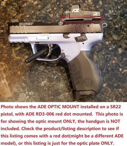 Ade Advanced Optics Mini RD3-006x Green Dot Reflex Sight for Ruger SR22 Pistol Mounting Plate That Replace Rear Sight in Saudi Arabia