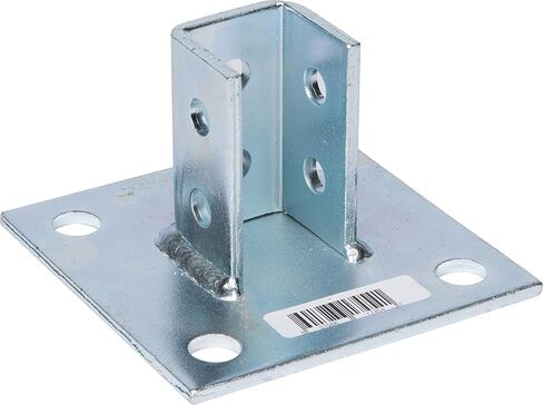 Morris Products 17454 Post Base Channel 4 Hole Square – For 1-5/8" Strut – Side Orientation, Galvanized Steel – 6" x 6" Base – Secures Strut Assembly to Floors, Surfaces, 1-Pack in Saudi Arabia