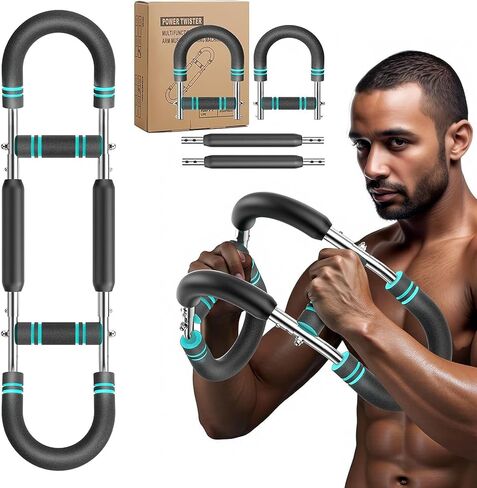 Twister Arm Trainer, Adjustable Chest Workout Equipment Upper Body Strength Training, Portable Power Twister Bar with Detachable Design, Arm Trainer, Home Gym & Travel Fitness Tool in Saudi Arabia