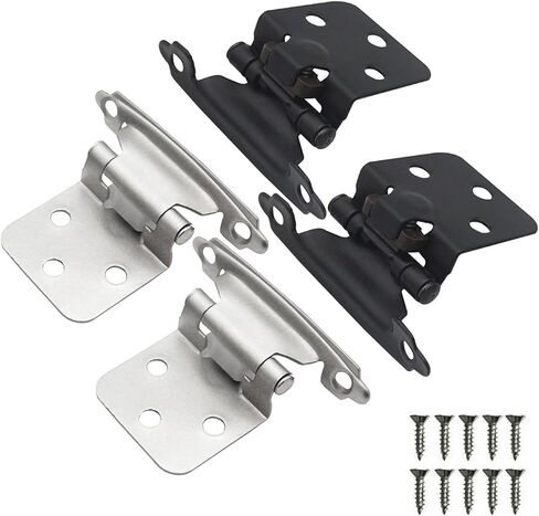 Overlay Self Closing Spring Hinge Kitchen Cupboard Hydraulic Buffer Door Furniture Hardware 2Pcs(Silver) in Saudi Arabia