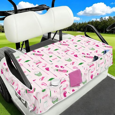 Golf Cart Seat Covers Club Car Golf Cart Accessories 4 Pockets Golf Carts Seat Towel Blanket for Men Women Golf Cart Decor in Saudi Arabia