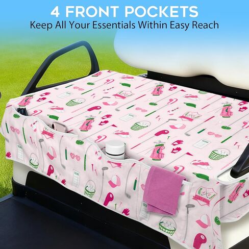 Golf Cart Seat Covers Club Car Golf Cart Accessories 4 Pockets Golf Carts Seat Towel Blanket for Men Women Golf Cart Decor in Saudi Arabia