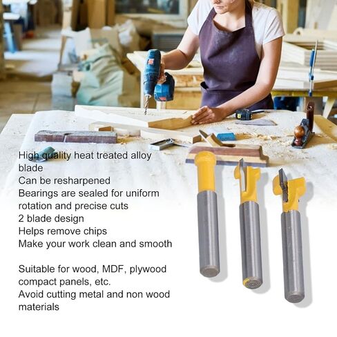 T Slot Router Bit Set Keyhole Bits Milling Cutters for Wood 3Pcs Router Table Accessories, Suitable for Woodworking Projects in Saudi Arabia