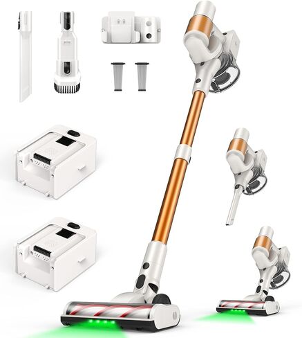 Cordless Vacuum Cleaner, 2 Batteries 110 Mins Runtime, 580W 48KPA Stick Vacuum with Self-Standing, Tangle-Free Brush, LED Display, Vacuum Cleaner for Home Hardwood Floor, Carpet, Pet Hair in Saudi Arabia