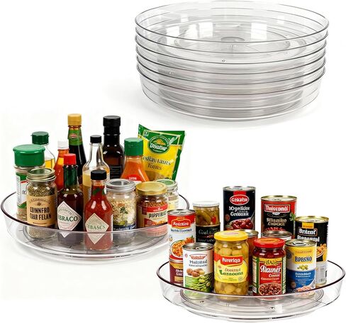 2 عبوة من القرص الدوار Lazy Susan مقاس 10 بوصة لتنظيم التوابل | منظم دوار بلاستيكي شفاف خالٍ من مادة BPA لخزانة المطبخ، ومخزن المؤن، والكونترتوب، والثلاجة | قاعدة دوارة 360 درجة in Saudi Arabia