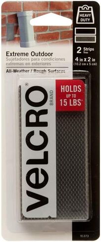 VELCRO Brand Industrial Strength Fasteners | Extreme Outdoor Weather Conditions | Professional Grade Heavy Duty Strength Holds up to 15 lbs on Rough Surfaces | 4 x 2 inch strips, 2 Sets, Titanium in Saudi Arabia