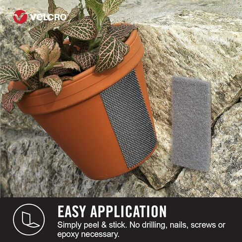 VELCRO Brand Industrial Strength Fasteners | Extreme Outdoor Weather Conditions | Professional Grade Heavy Duty Strength Holds up to 15 lbs on Rough Surfaces | 4 x 2 inch strips, 2 Sets, Titanium in Saudi Arabia