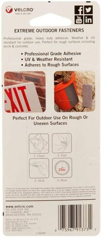 VELCRO Brand Industrial Strength Fasteners | Extreme Outdoor Weather Conditions | Professional Grade Heavy Duty Strength Holds up to 15 lbs on Rough Surfaces | 4 x 2 inch strips, 2 Sets, Titanium in Saudi Arabia