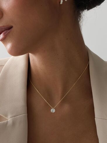 ASHINE 14K Gold Plated Dainty Choker Necklace for Women, Solitaire 5A Cubic Zirconia Round Brilliant Cut Pendant Necklace in Saudi Arabia