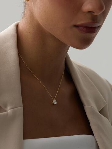ASHINE 14K Gold Plated Dainty Choker Necklace for Women, Solitaire 5A Cubic Zirconia Round Brilliant Cut Pendant Necklace in Saudi Arabia
