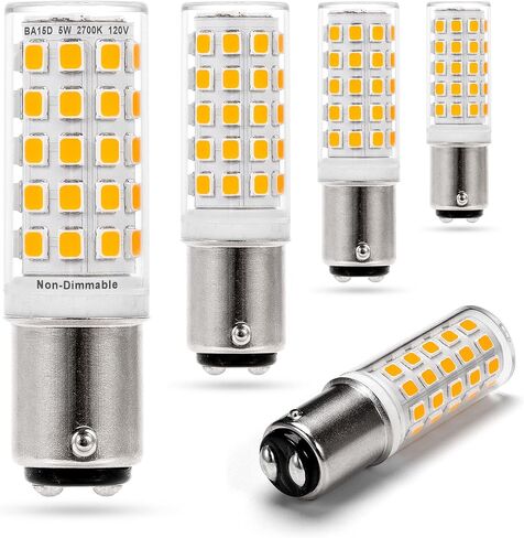 ziomitus ba15d 120 فولت اتصال مزدوج / dc حربة قاعدة أدى المصابيح الكهربائية 50 واط-75 واط استبدال، t3 / t4 / c7 / s6، 2700k لينة بيضاء دافئة ba15d 5 واط أدى لمبات آلة الخياطة، غير عكس الضوء، 5pack in Kuwait