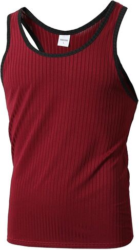 Men's Knitted Vertical Striped Tank Tops Summer Crew Neck Casual Athletic Gym Fitness Muscle Tee Shirts Quick Drying Vest in Saudi Arabia