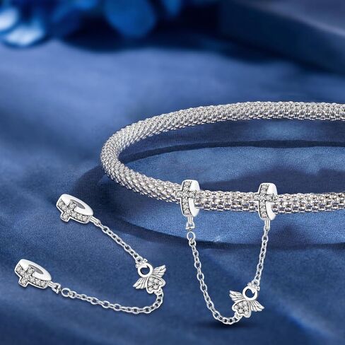 1Pc Fashionable Silver Safety Chain Beads Charms Fit DIY Jewelry Matching And Daily Outfit Decoration Gift For Women in Saudi Arabia