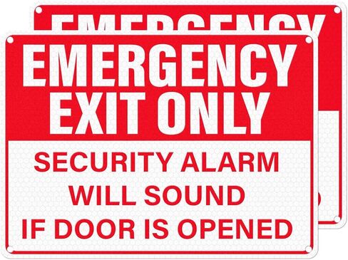10 Pack Emergency Exit Only Security Alarm Will Sound If Door Is Opened Stickers 10 × 7 Inches Vinyl Self Adhesive Waterproof Safety Signs for Workplace Warehouse Office in Saudi Arabia