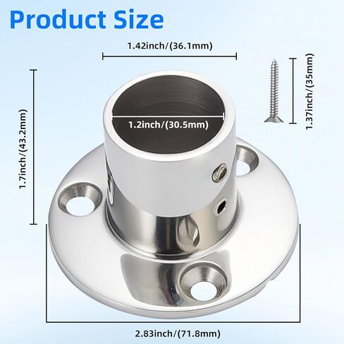 Heavy Duty 316 Stainless Steel Boat Hand Rail Fitting, 1-3/16" 90 Degree Round Base Marine Deck Hardware, Pipe Connector Bracket for Yacht, Pontoon and Center Console (2 PCS) in Saudi Arabia