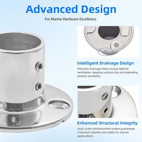 Heavy Duty 316 Stainless Steel Boat Hand Rail Fitting, 1-3/16" 90 Degree Round Base Marine Deck Hardware, Pipe Connector Bracket for Yacht, Pontoon and Center Console (2 PCS) in Saudi Arabia