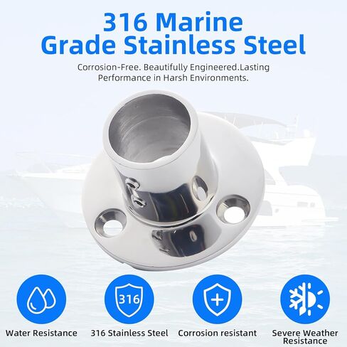 Heavy Duty 316 Stainless Steel Boat Hand Rail Fitting, 1-3/16" 90 Degree Round Base Marine Deck Hardware, Pipe Connector Bracket for Yacht, Pontoon and Center Console (2 PCS) in Saudi Arabia