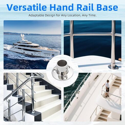 Heavy Duty 316 Stainless Steel Boat Hand Rail Fitting, 1-3/16" 90 Degree Round Base Marine Deck Hardware, Pipe Connector Bracket for Yacht, Pontoon and Center Console (2 PCS) in Saudi Arabia