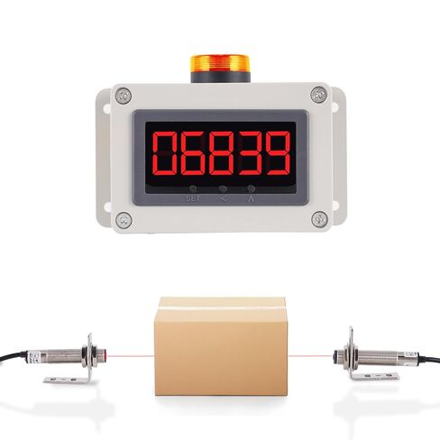 Digital Led Counter Display Count Up to 99999, Sensor Sensing Distance 32ft, Alarm Setting, for Production Lines and Conveyor Belts, AC100-240V in Saudi Arabia