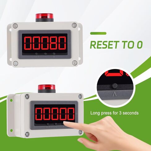 Digital Led Counter Display Count Up to 99999, Sensor Sensing Distance 32ft, Alarm Setting, for Production Lines and Conveyor Belts, AC100-240V in Saudi Arabia