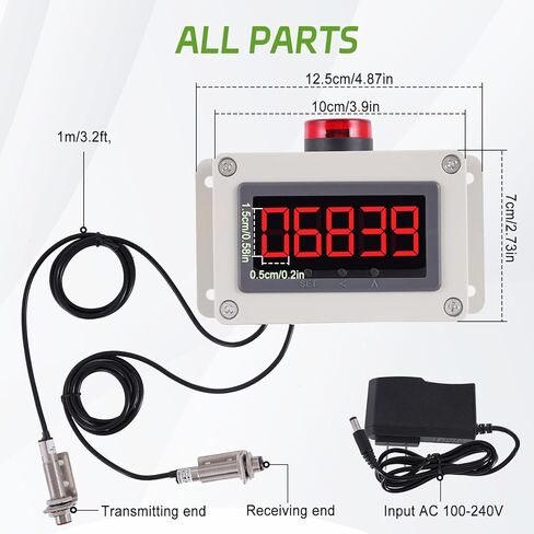 Digital Led Counter Display Count Up to 99999, Sensor Sensing Distance 32ft, Alarm Setting, for Production Lines and Conveyor Belts, AC100-240V in Saudi Arabia