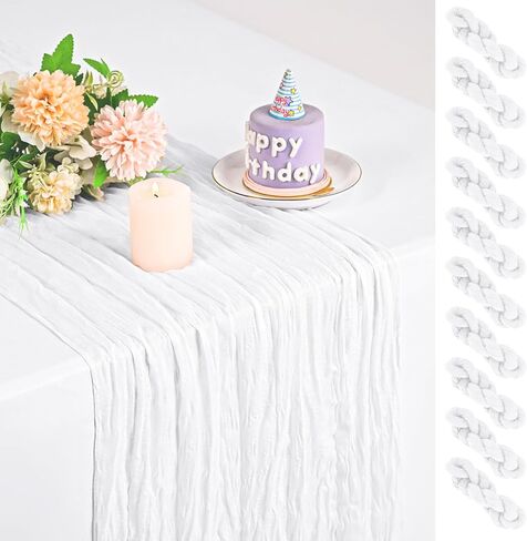 Teruntrue 10 Pack Olive Green Cheesecloth Table Runner 17x108 Inch, Boho Gauze Sheer Fabric Cheese Cloth Table Runners for Wedding Party Bridal Shower Baby Shower Birthday Home Decor Garden Farmhouse in Saudi Arabia