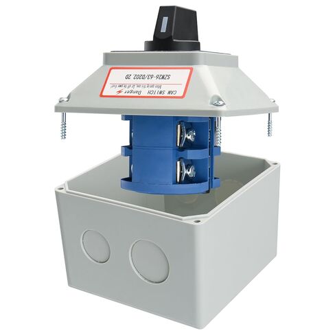 BAOMAIN 63A Rotary Changeover Switch with Exterior Box AC 660V 3-Position 2-Phase 8-Terminal SZW26-63/D202.2D Latching Universal Selector Cam Switch 1-Pack for Power Transfer and Motor Control 1-0-2 in Saudi Arabia