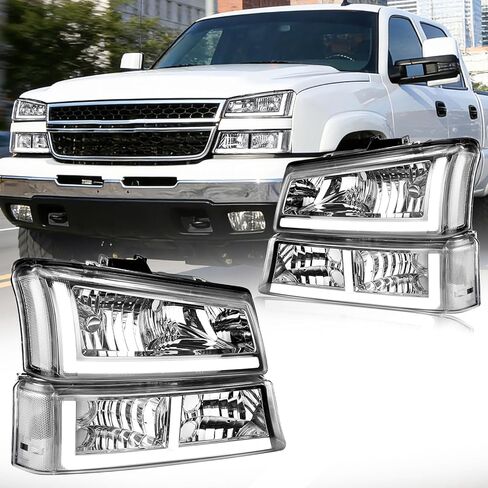 LED DRL Headlight, Headlights Assembly Kit Compatible with 2007 2008 2009 2010 2011 2012 2013 Chevy Silverado 1500/2007-2014 Silverado 2500 3500 or HD Headlamp Black Housing Amber Reflector in Saudi Arabia