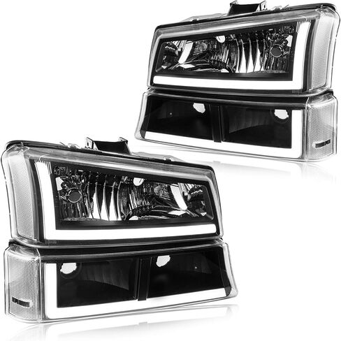 LED DRL Headlight, Headlights Assembly Kit Compatible with 2007 2008 2009 2010 2011 2012 2013 Chevy Silverado 1500/2007-2014 Silverado 2500 3500 or HD Headlamp Black Housing Amber Reflector in Saudi Arabia