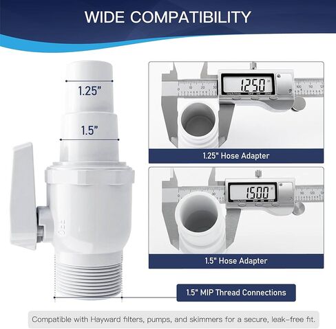 SP0729 2-way Econoline Ball Valve Compatible with Hayward Pool Filter, 1.5" MIP, 1.5" or 1.25" Hose Adapter, in Saudi Arabia