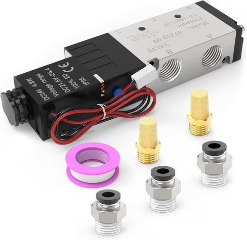 4V210-08 5-Way/2-Position Electric Solenoid Valve 1/4"NPT – Pilot-Operated DC24V, Aluminum Body with Outlet Wire in Saudi Arabia
