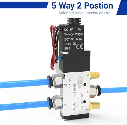 4V210-08 5-Way/2-Position Electric Solenoid Valve 1/4"NPT – Pilot-Operated DC24V, Aluminum Body with Outlet Wire in Saudi Arabia