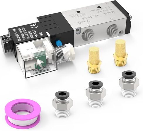 4V210-08 5-Way/2-Position Electric Solenoid Valve 1/4"NPT – Pilot-Operated DC24V, Aluminum Body with Outlet Wire in Saudi Arabia