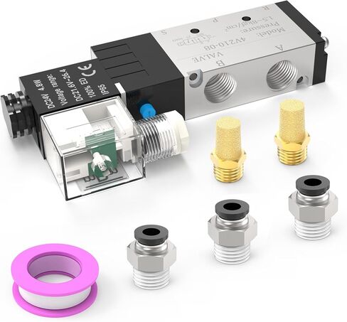 4V210-08 5-Way/2-Position Electric Solenoid Valve 1/4"NPT – Pilot-Operated DC24V, Aluminum Body with Outlet Wire in Saudi Arabia