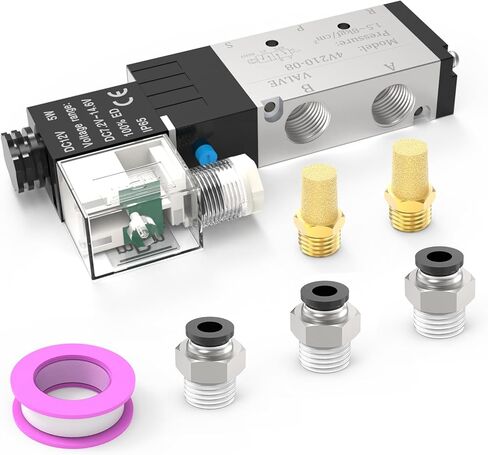 4V210-08 5-Way/2-Position Electric Solenoid Valve 1/4"NPT – Pilot-Operated DC24V, Aluminum Body with Outlet Wire in Saudi Arabia