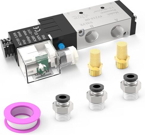4V210-08 5-Way/2-Position Electric Solenoid Valve 1/4"NPT – Pilot-Operated DC24V, Aluminum Body with Outlet Wire in Saudi Arabia