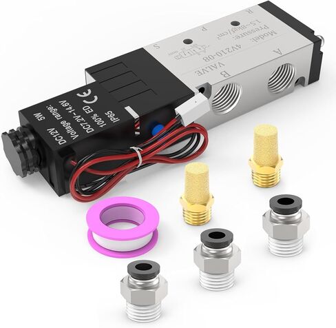 4V210-08 5-Way/2-Position Electric Solenoid Valve 1/4"NPT – Pilot-Operated DC24V, Aluminum Body with Outlet Wire in Saudi Arabia
